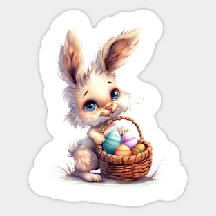 Cute Easter Bunny, Watercolor. Sticker